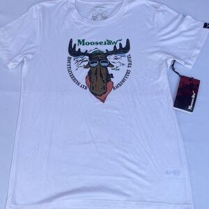 Moosejaw Women's "Anonymoose" Mountaineering Graphic Tee White XL NWT
